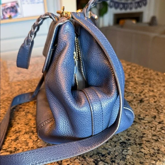 Tory Burch Navy Half Moon Satchel - Picture 14 of 15